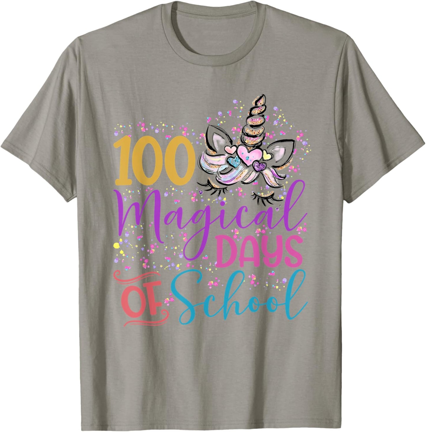 I Magically Survived 100 Days Unicorn Teacher 100th Day Men Women Kids T-Shirt - T-Shirt | Sand