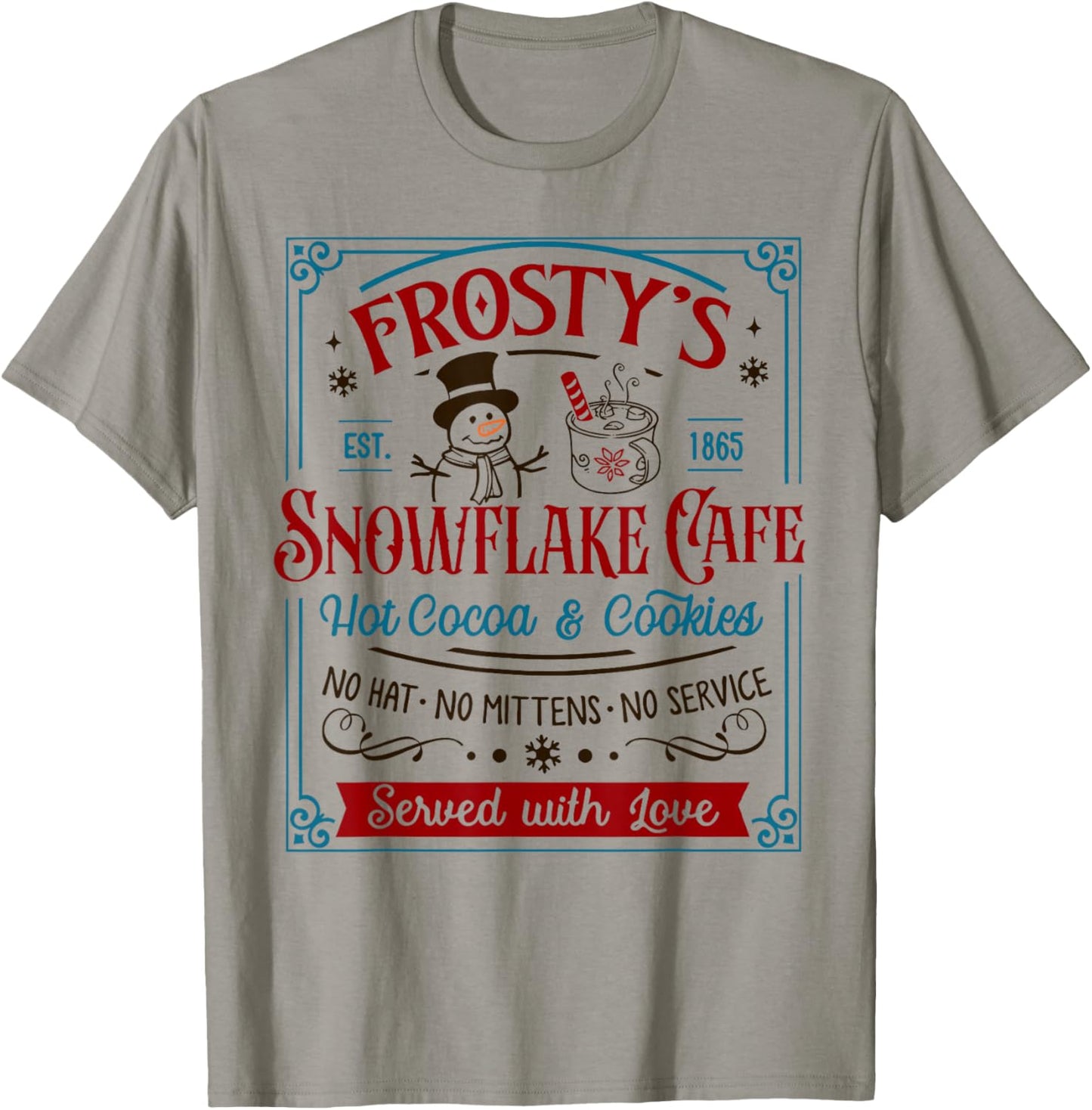 Old Fashioned Frosty's Snowflake Cafe Coffee Lovers Xmas T-Shirt - T-Shirt | Sand