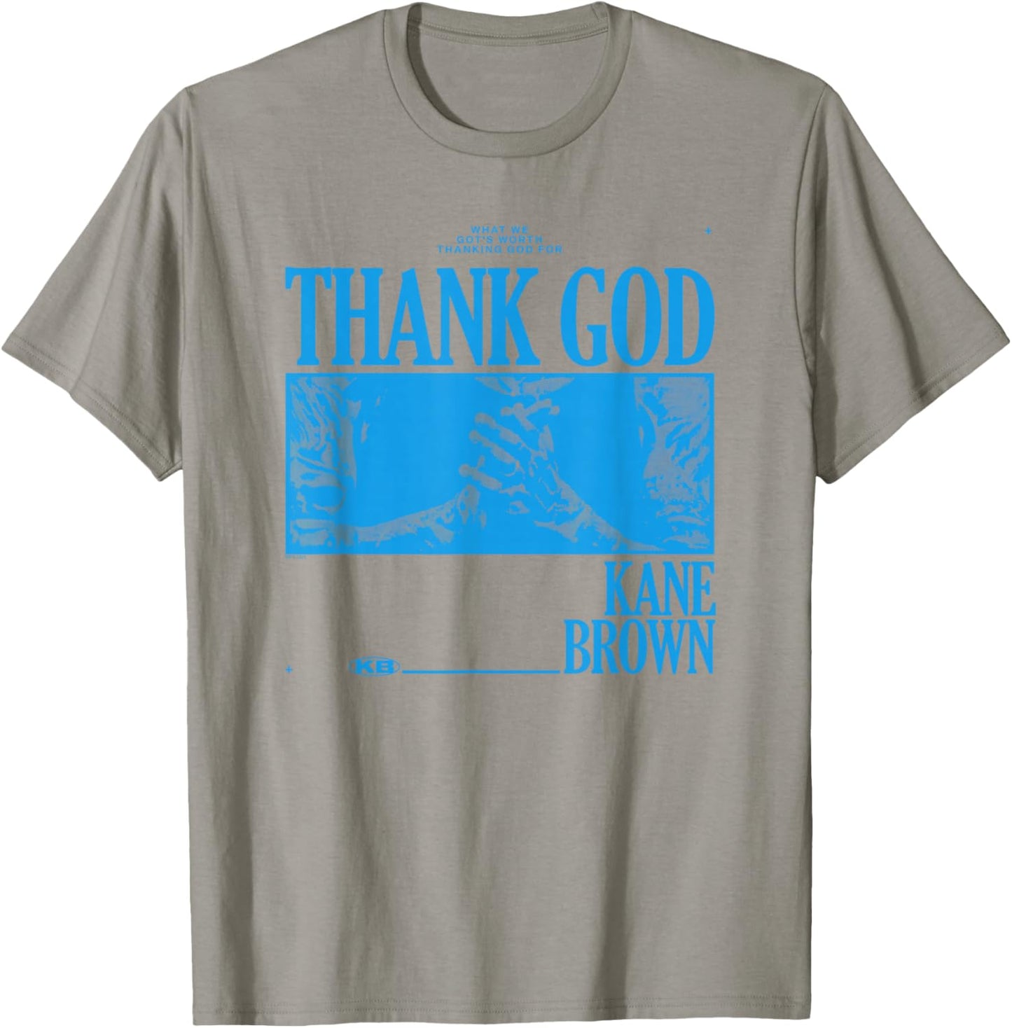 Kane Brown Thank God White & Blue Country Music Artist T-Shirt - T-Shirt | Sand