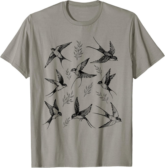 Swallow Bird Lover Vintage Nature Lover Swallow Whisperer T-Shirt - T-Shirt | Sand