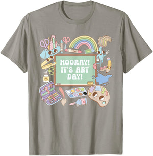 Retro Hooray It's Art Day Art Teacher Back To School Women T-Shirt - T-Shirt | Sand