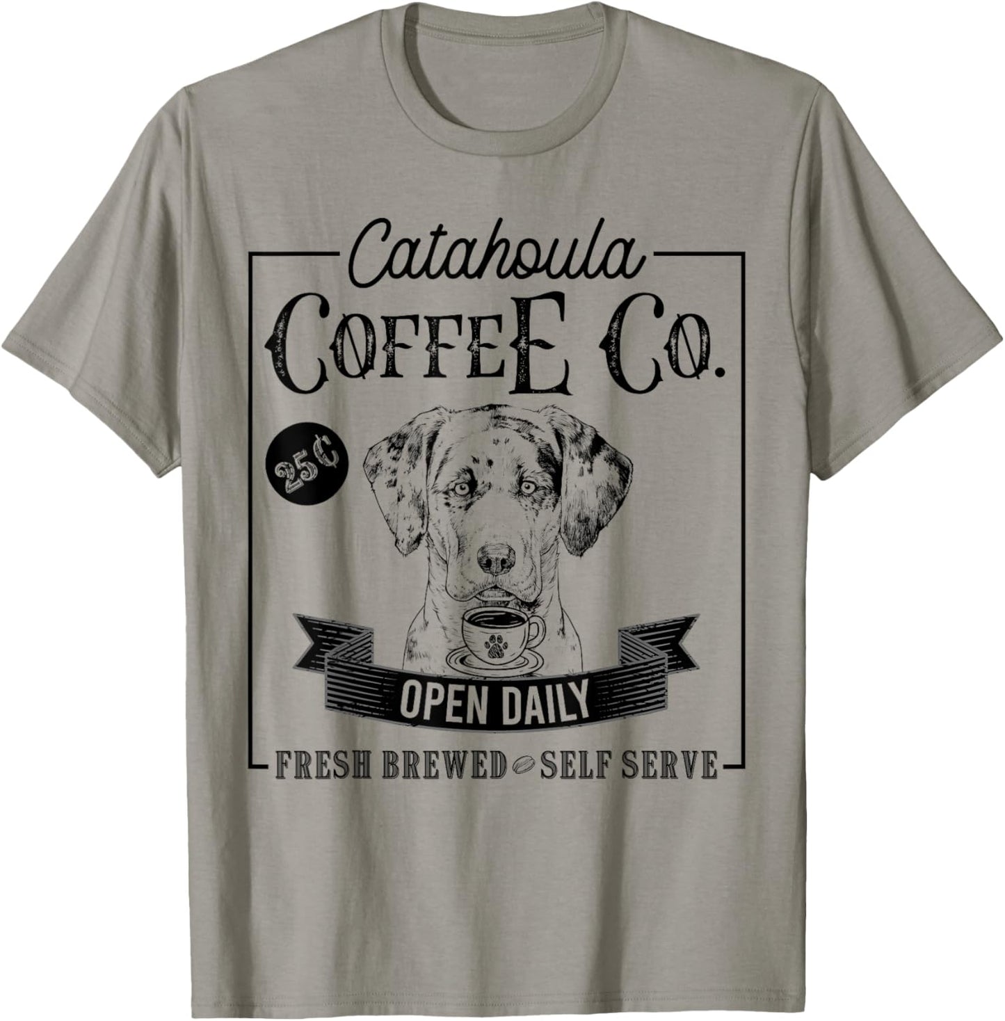 Retro Catahoula Leopard Dog Coffee Funny Dog Coffee Lover Women Girls Kids T-Shirt - T-Shirt | Sand