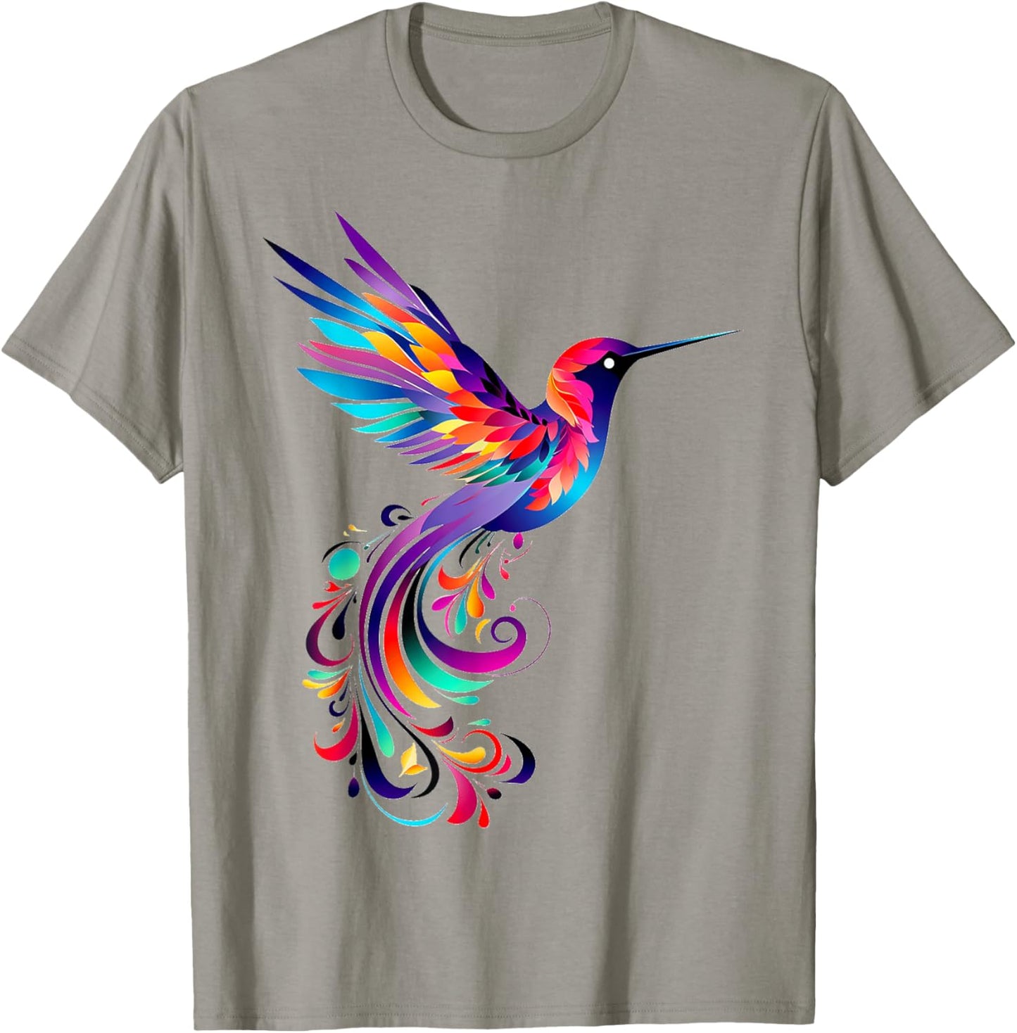 Hummingbird Colorful Motif Animal Abstract Art Hummingbird T-Shirt - T-Shirt | Sand