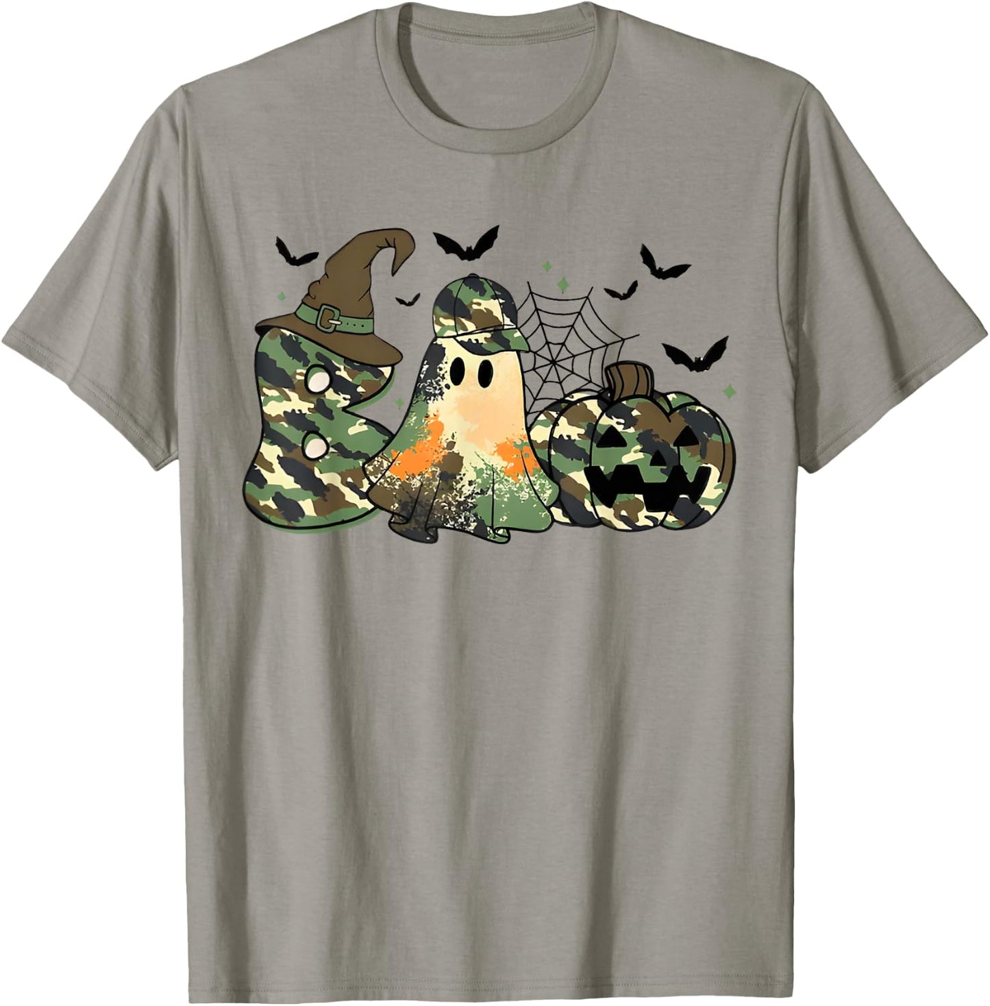 Retro Camo Boo Ghost Coquette Camouflage Ghost Halloween T-Shirt - T-Shirt | Sand