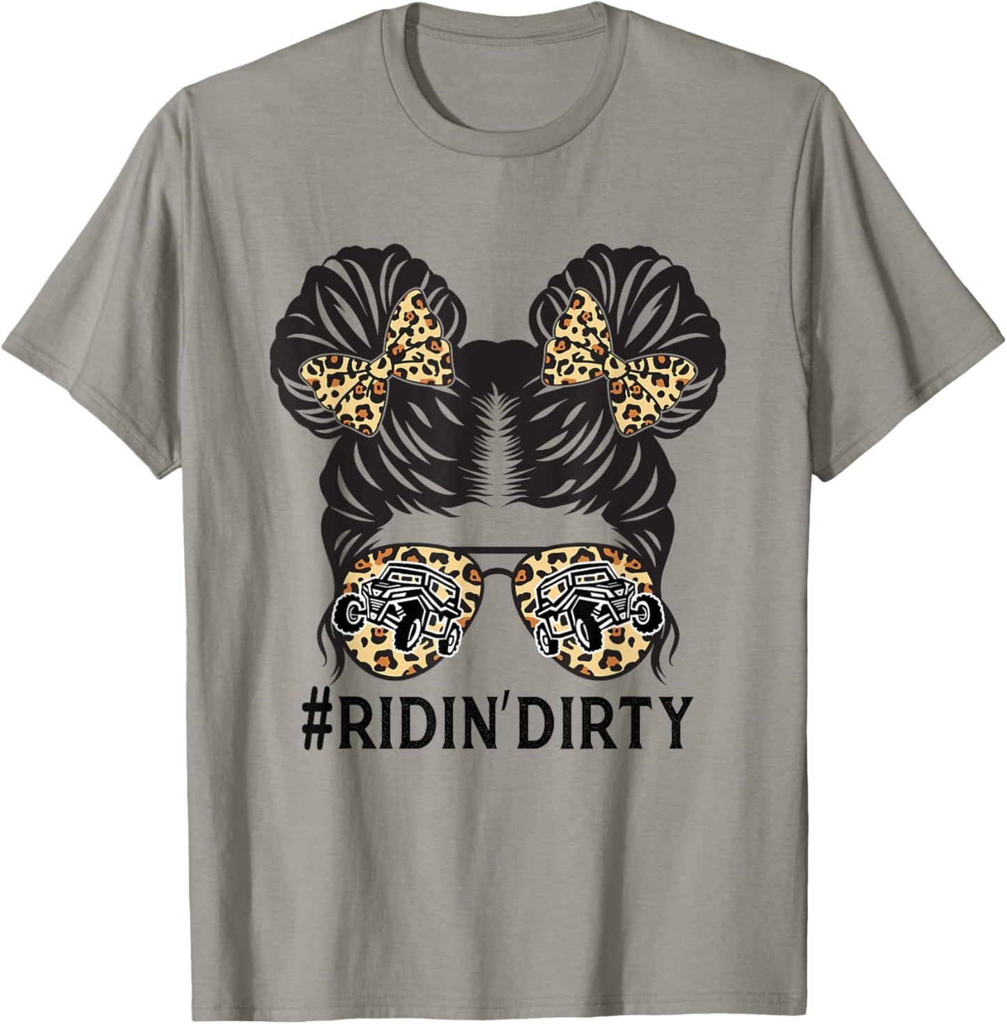 Retro Utv Messy Bun Sunglasses Mud Riding SXS Women Girl T-Shirt - T-Shirt | Sand