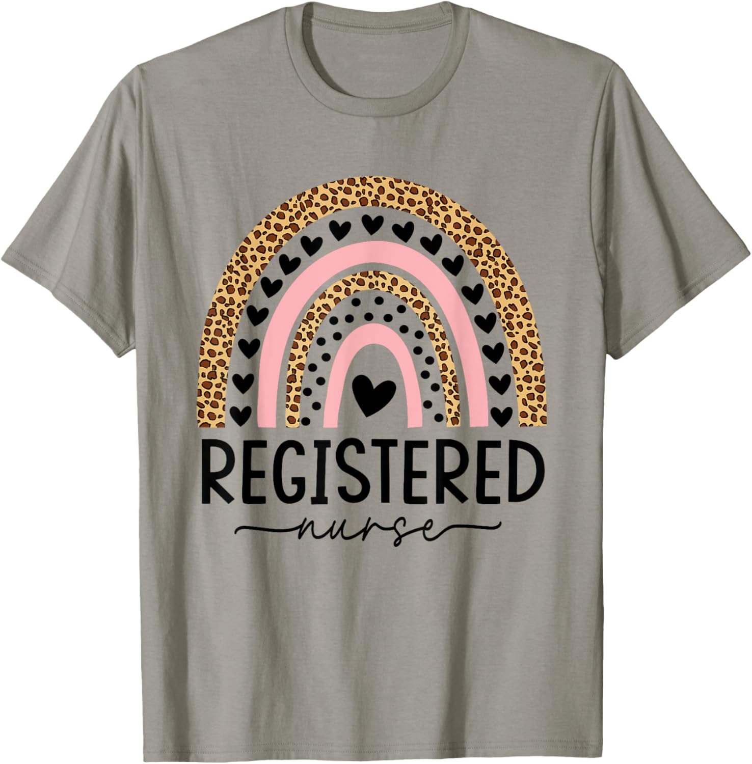 Women Registered Nurse RN Nursing Rainbow Leopard Nurse Day T-Shirt - T-Shirt | Sand