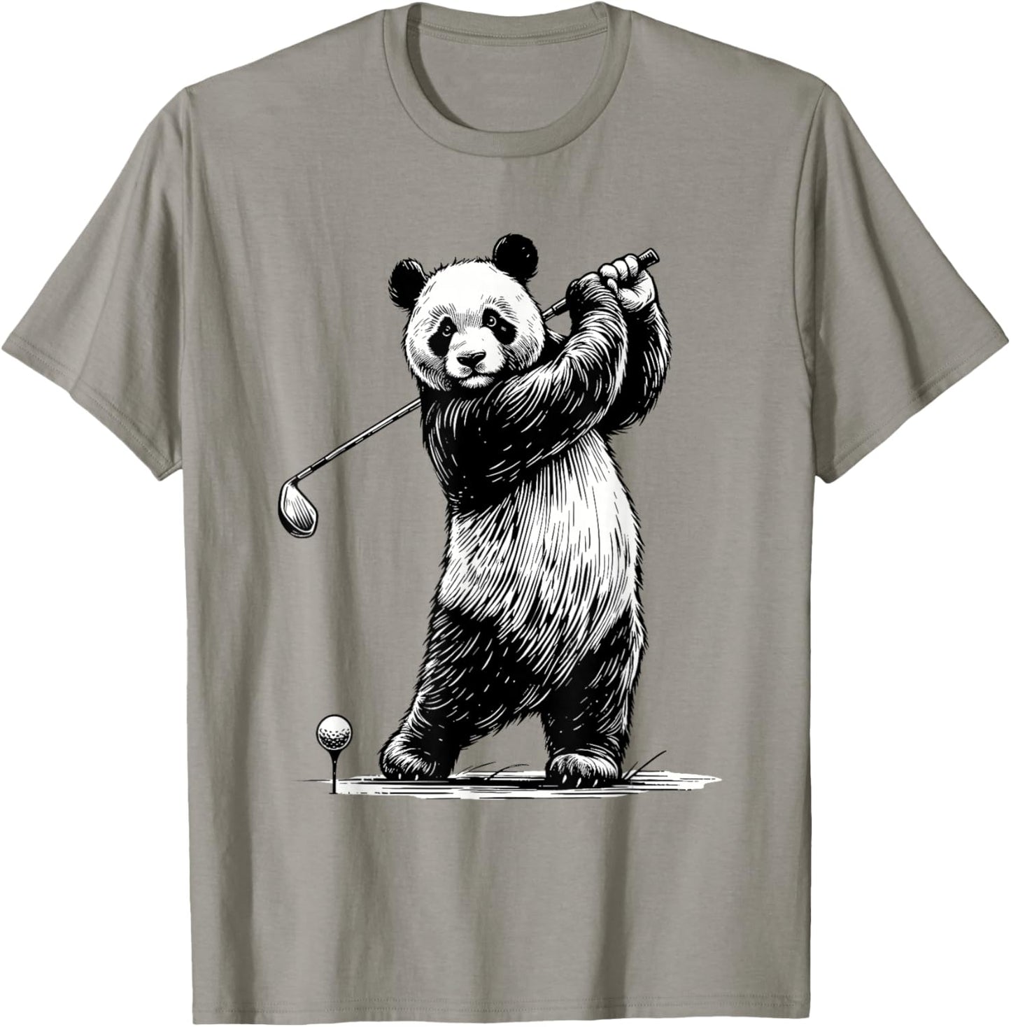 Panda Bear Playing Golf Funny Golfing Lover Golfer T-Shirt - T-Shirt | Sand