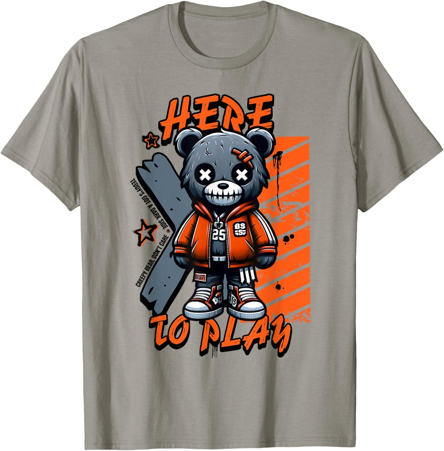 Scary Cute Teddy Bear Here to Play Pastel Goth Style Creepy T-Shirt - T-Shirt | Sand
