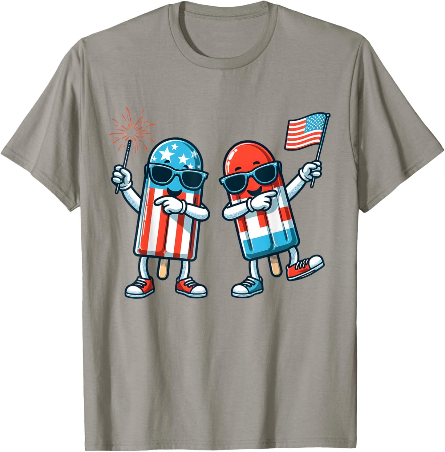 Cute Popsicle American Flag 4th of July Patriotic Summer Boy T-Shirt - T-Shirt | Sand
