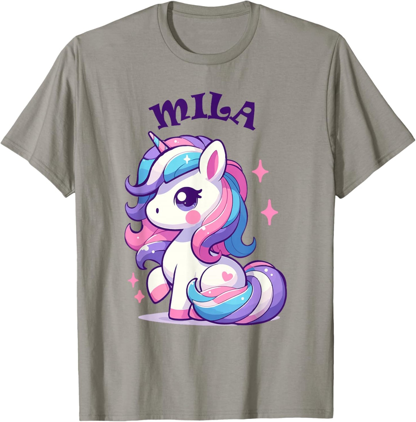 Mila Cute Unicorn Girl Name Mila , white, S T-Shirt - T-Shirt | Sand