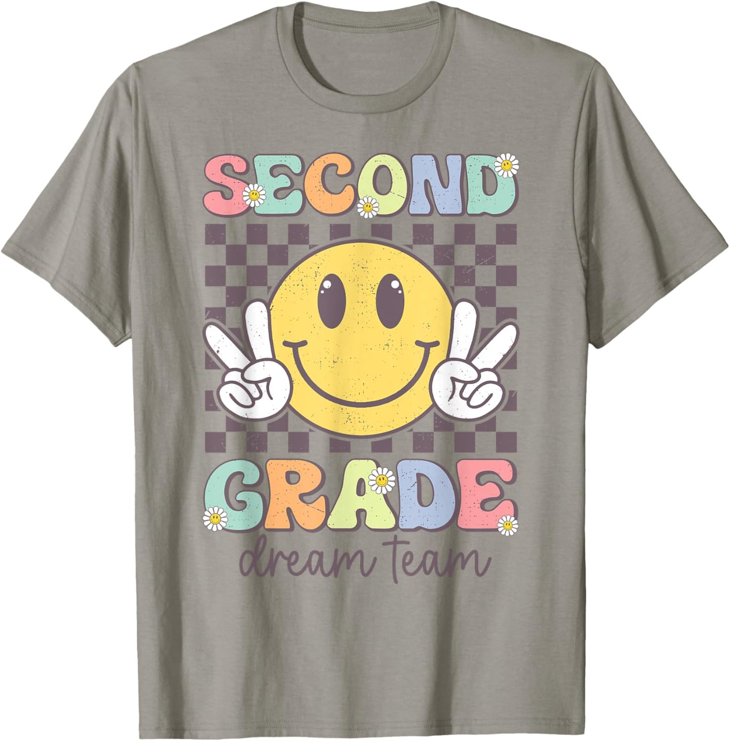 Second Grade Dream Team Smile Face Back To School 2nd Grade T-Shirt - T-Shirt | Sand