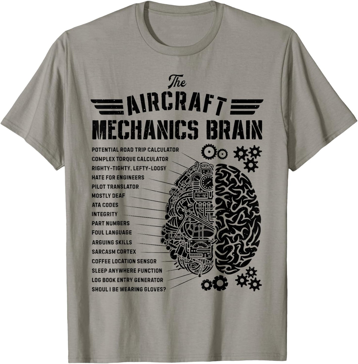 Aircraft Mechanics Brain Funny Aviation Technician Gifts Men T-Shirt - T-Shirt | Sand