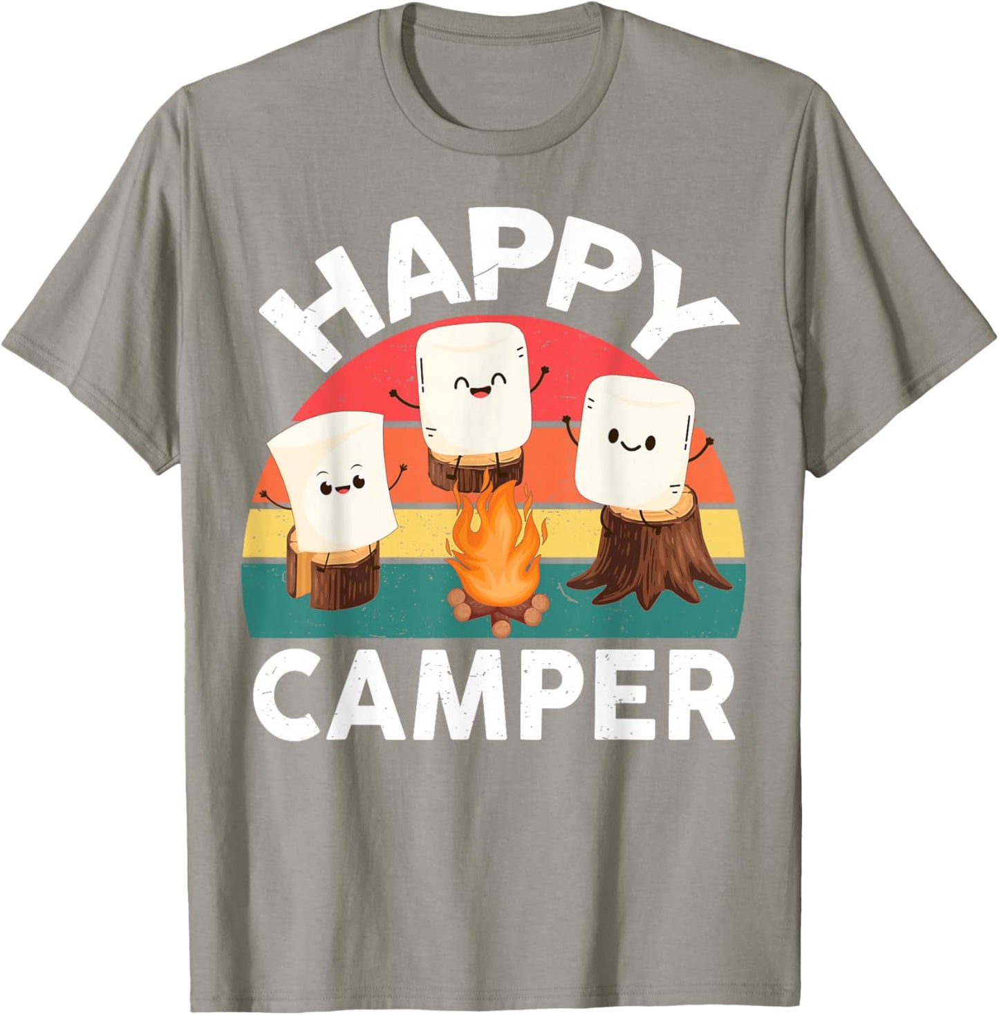 Happy Marshmallow Camper-Shirt Kids Toddler Boy Cute Camping T-Shirt - T-Shirt | Sand