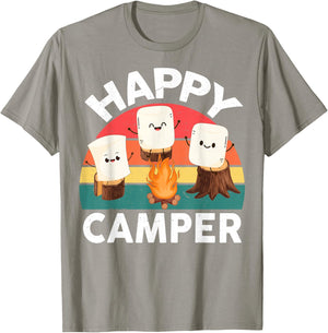 Happy Marshmallow Camper-Shirt Kids Toddler Boy Cute Camping T-Shirt - T-Shirt | Sand