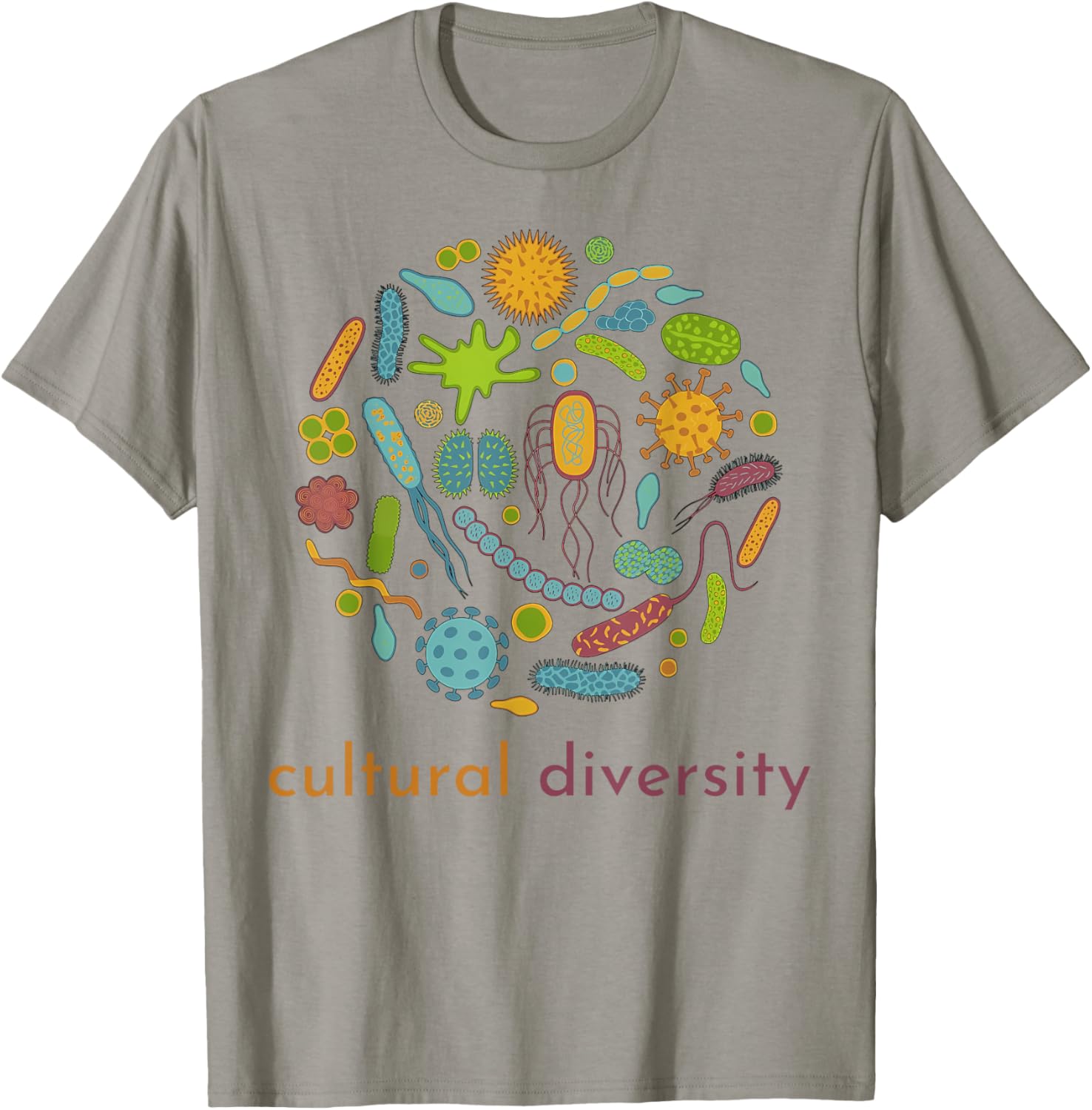 Cultural Diversity Microbiology Science Diverse Microbiome T-Shirt - T-Shirt | Sand
