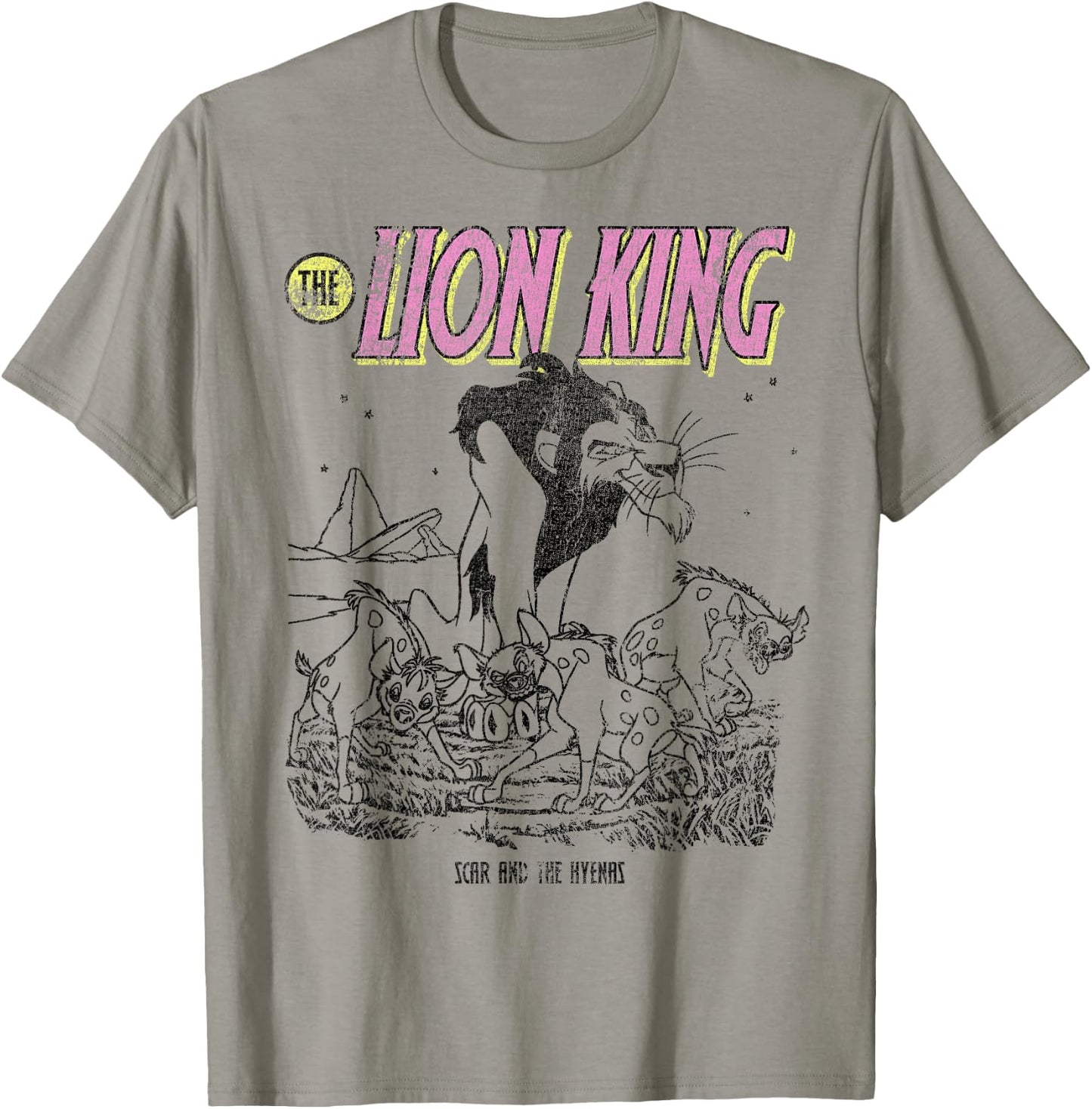 Disney The Lion King Scar And The Hyenas Outline T-Shirt - T-Shirt | Sand