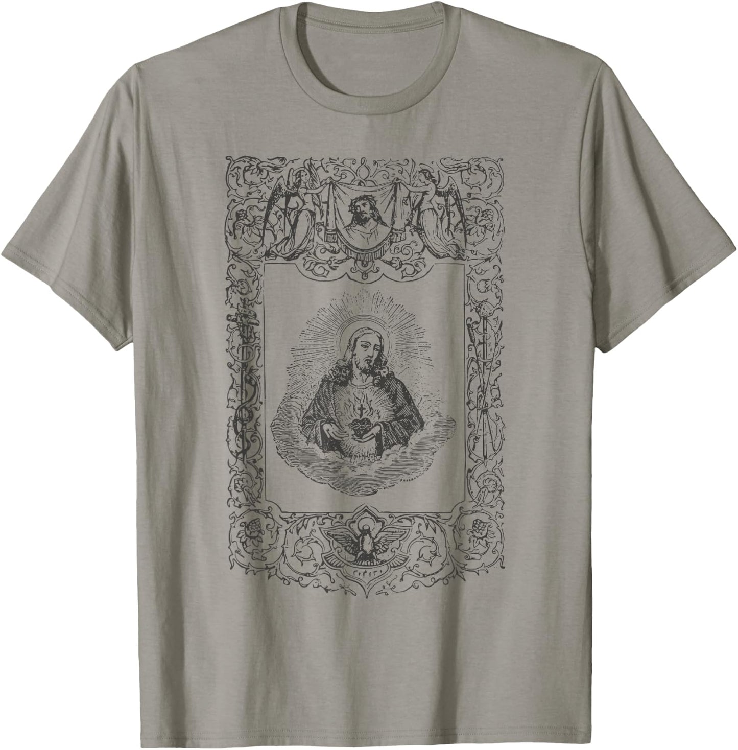Sacred Heart of Jesus Christ Vintage Catholic Art Gifts INRI T-Shirt - T-Shirt | Sand