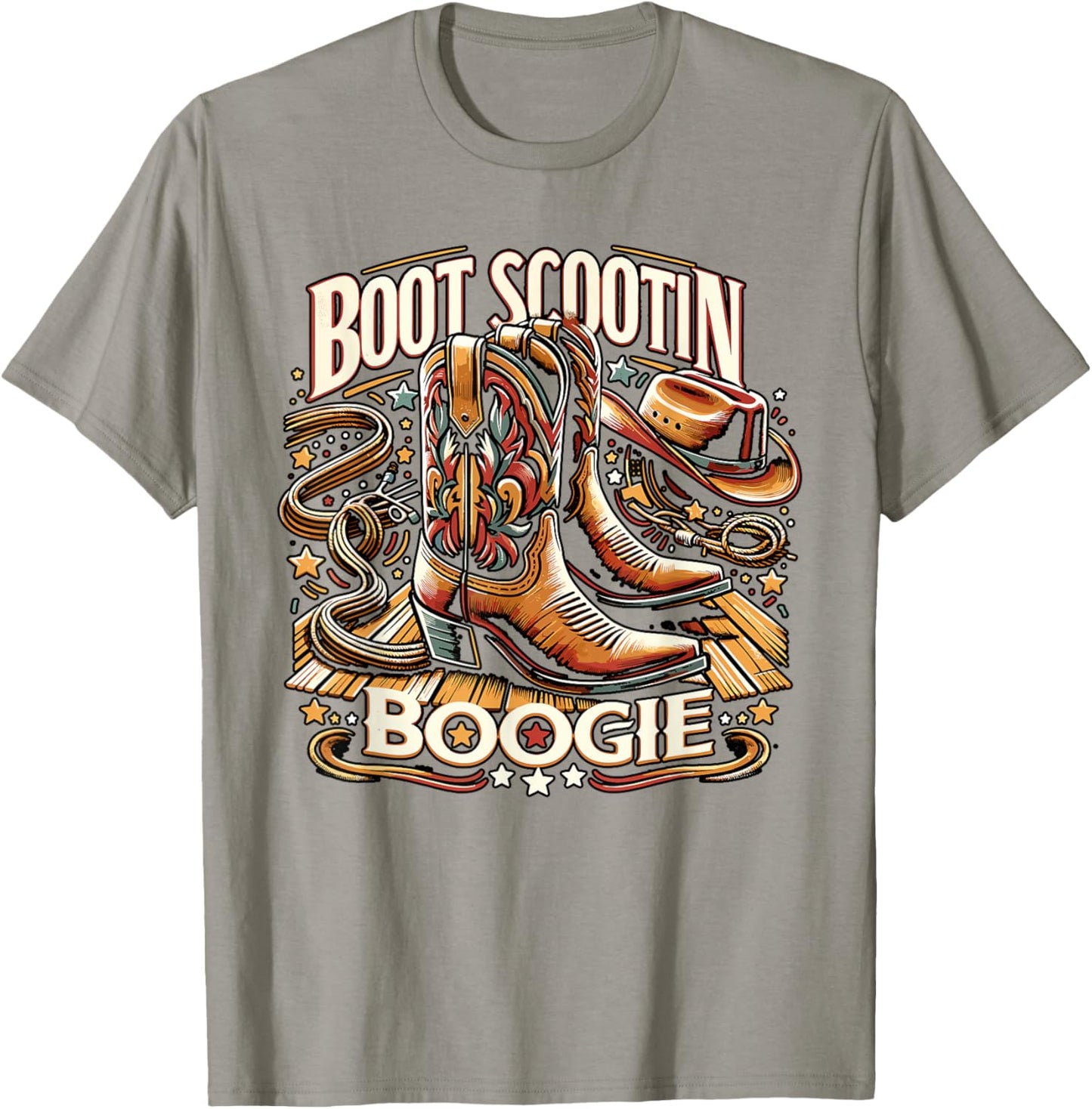 Boot Scootin’ Boogie Cowboy Western Cowboy Boots T-Shirt - T-Shirt | Sand