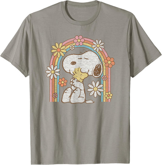 Peanuts Retro Flower Rainbow T-Shirt - T-Shirt | Sand
