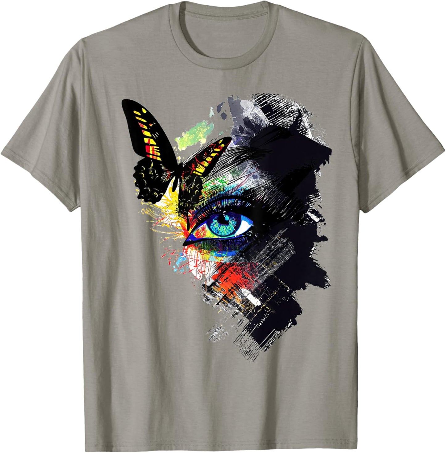 Butterfly Colorful Art Graphic Eye T-Shirt - T-Shirt | Sand