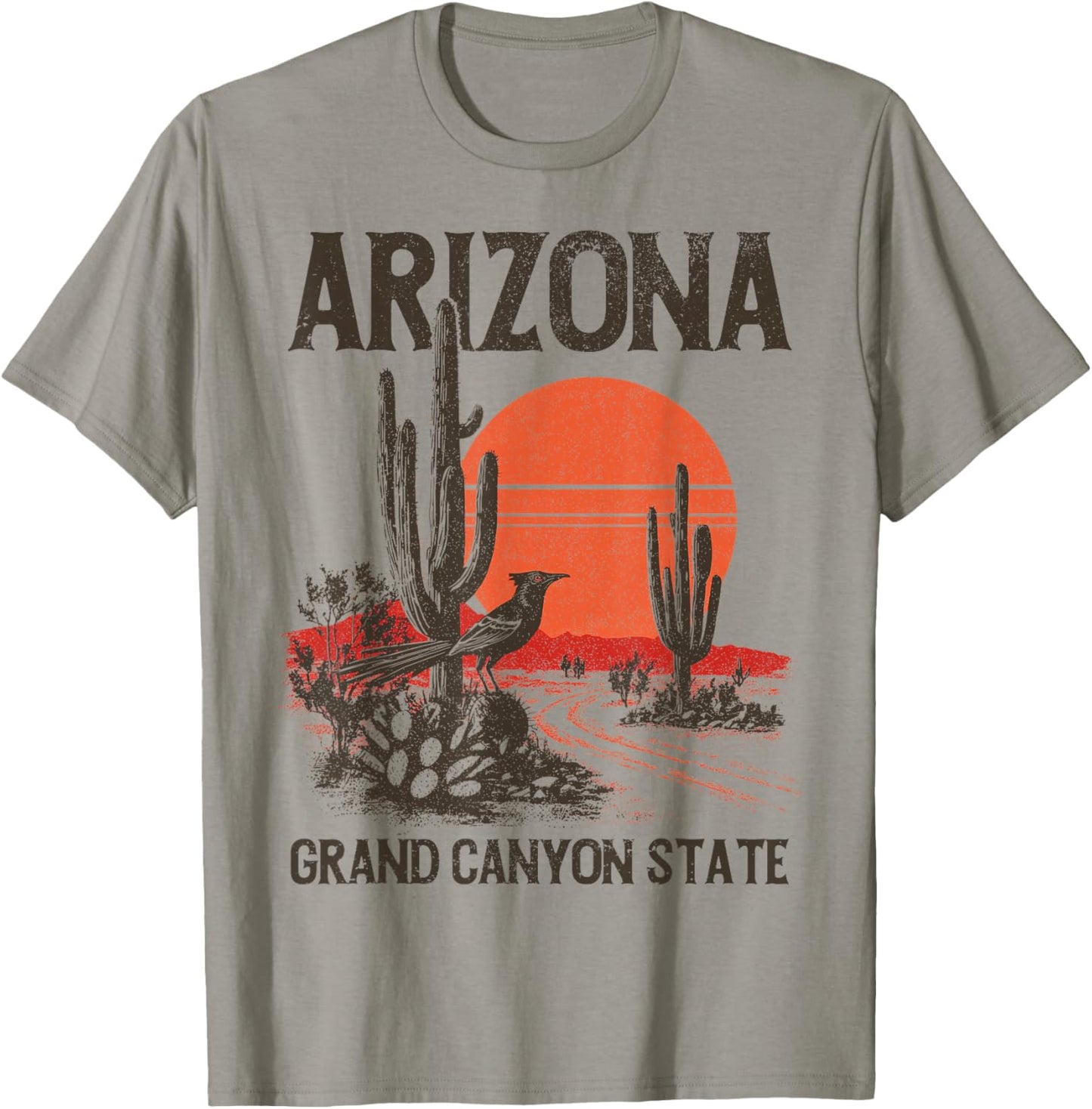 Arizona Grand Canyon State Roadrunner Desert Cactus Vintage T-Shirt - T-Shirt | Sand