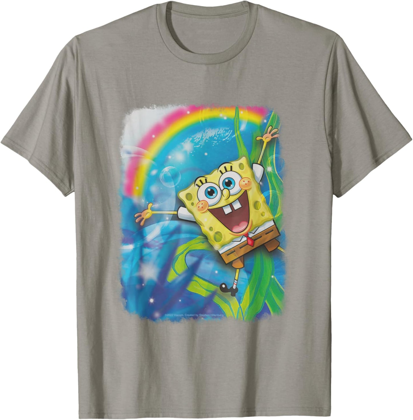 SpongeBob SquarePants Underwater Rainbow Retro Poster T-Shirt - T-Shirt | Sand