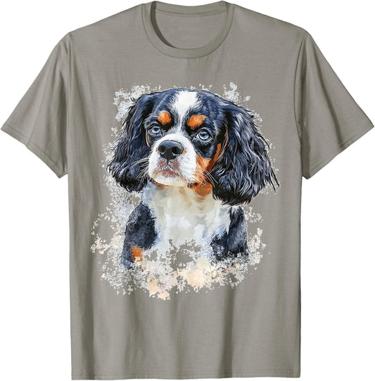 Cavalier King Charles Spaniel Dog Graphic Pet Illustration T-Shirt - T-Shirt | Sand