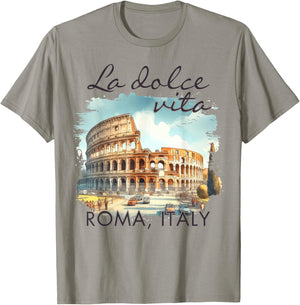 Roma Italy Traveling Colosseum Trip La Dolce Vita Roma Italy T-Shirt - T-Shirt | Sand