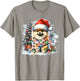 Funny Cute Santa Pomeranian Dog Tangled In Christmas Lights T-Shirt - T-Shirt | Sand