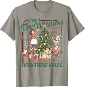 Retro Funny Christmas Holiday from The Windows to The Walls T-Shirt - T-Shirt | Sand