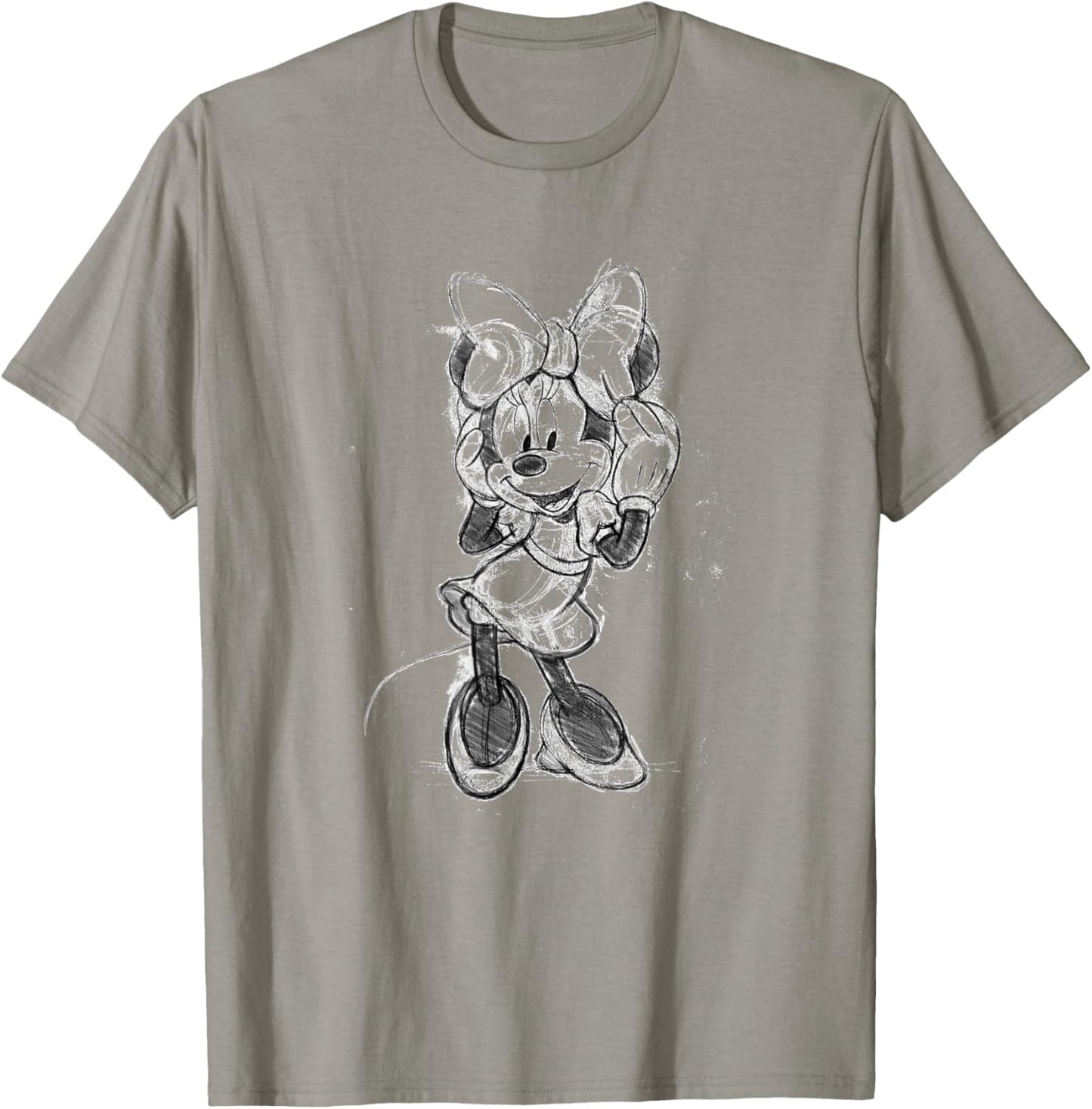 Disney Minnie Mouse Classic Full Body Black & White Sketch T-Shirt - T-Shirt | Sand