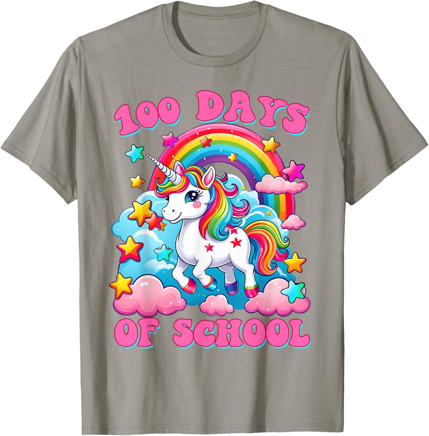 100 Days of School Unicorn Girls Cute 100th Day of School T-Shirt - T-Shirt | Sand