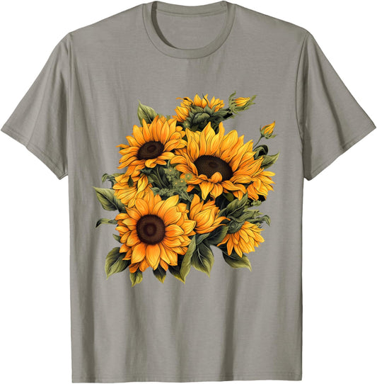 Yellow Sunflower Cute summer Sun flowers Floral Positivity T-Shirt - T-Shirt | Sand