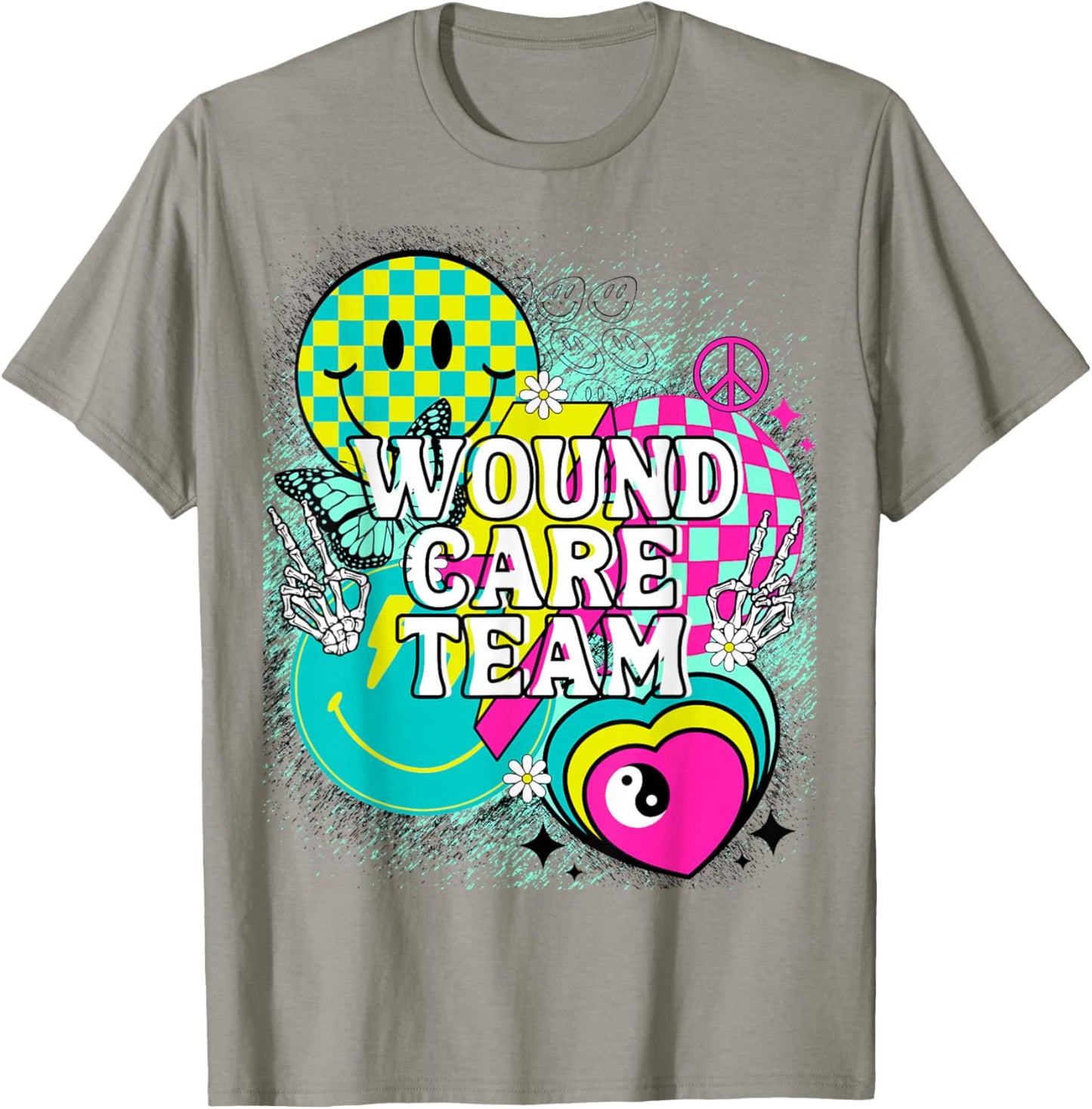 Wound Care Team Nurse Doctor Happy Y2K Matching 90s Peace T-Shirt - T-Shirt | Sand