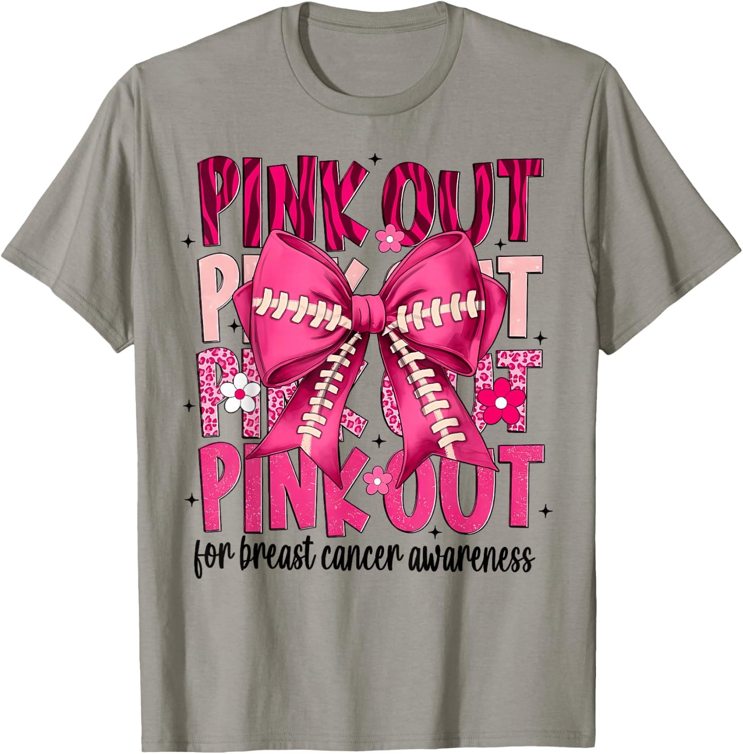 Football Pink Out Breast Cancer Awareness Pink Ribbon T-Shirt - T-Shirt | Sand