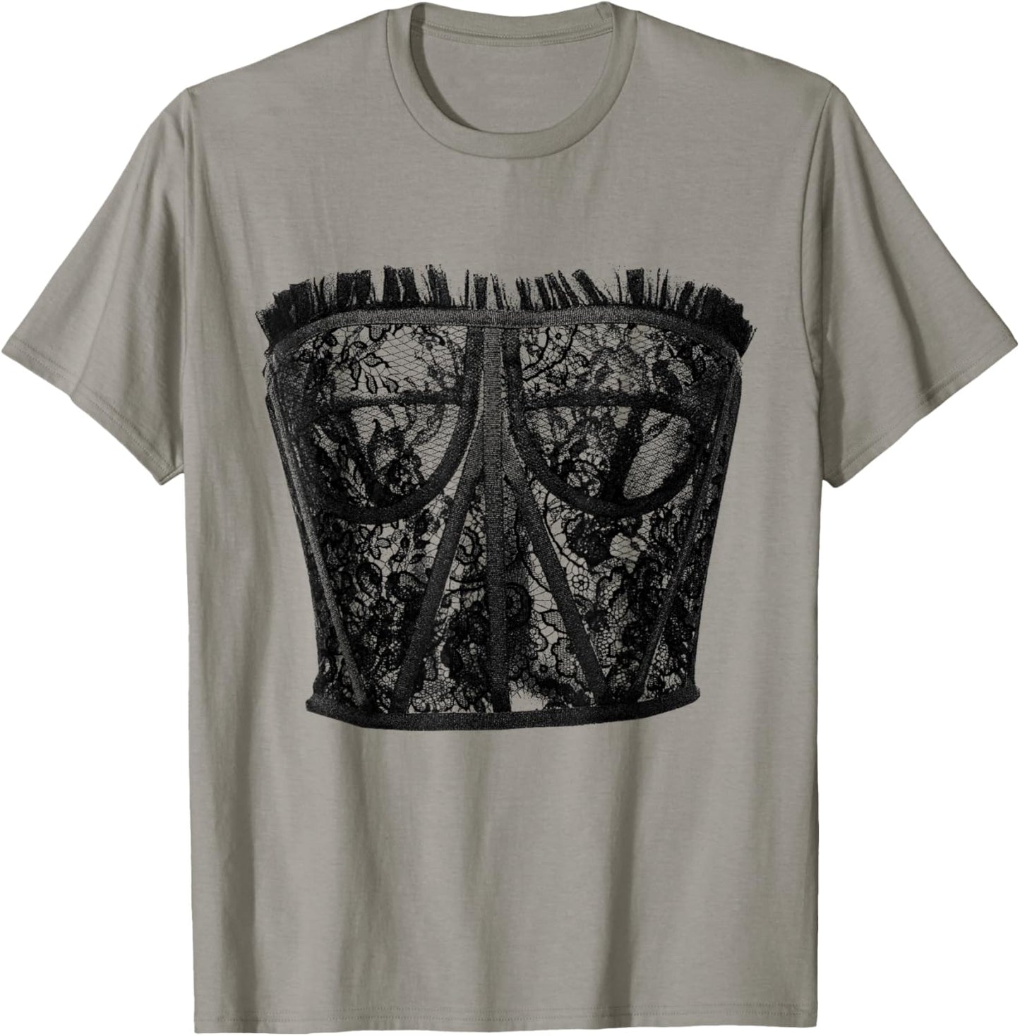 Lingerie Graphic Corset Bustier Bra Trendy Cute Sexy Fun T-Shirt - T-Shirt | Sand