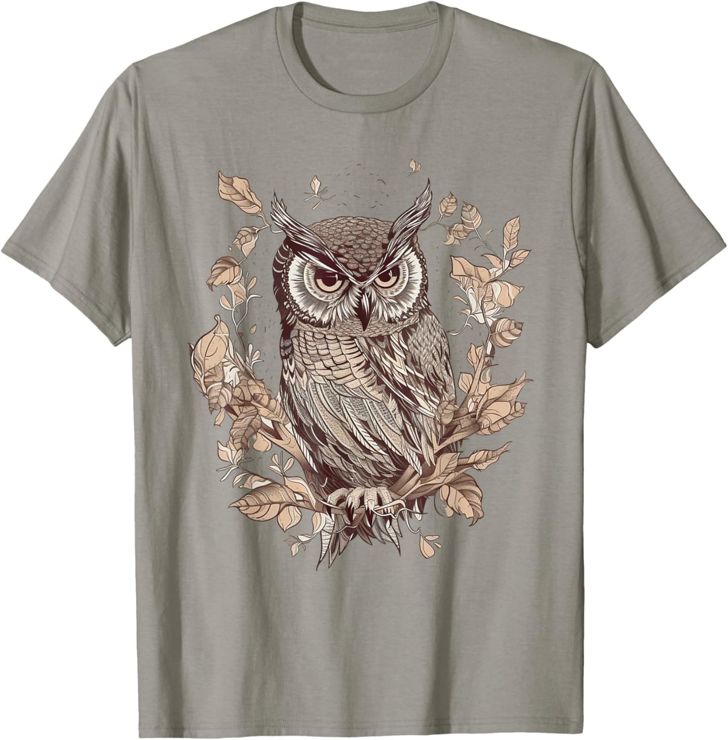 Moon Owl Birds Owl Gifts Graphic Women Boys Girls T-Shirt - T-Shirt | Sand