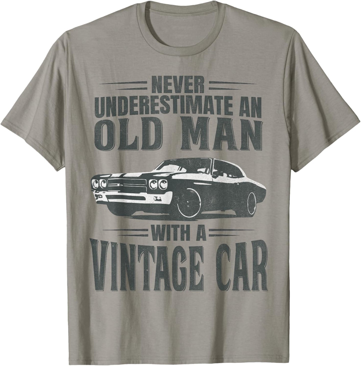 Never Underestimate an Old Man with A Vintage Car T-Shirt - T-Shirt | Sand