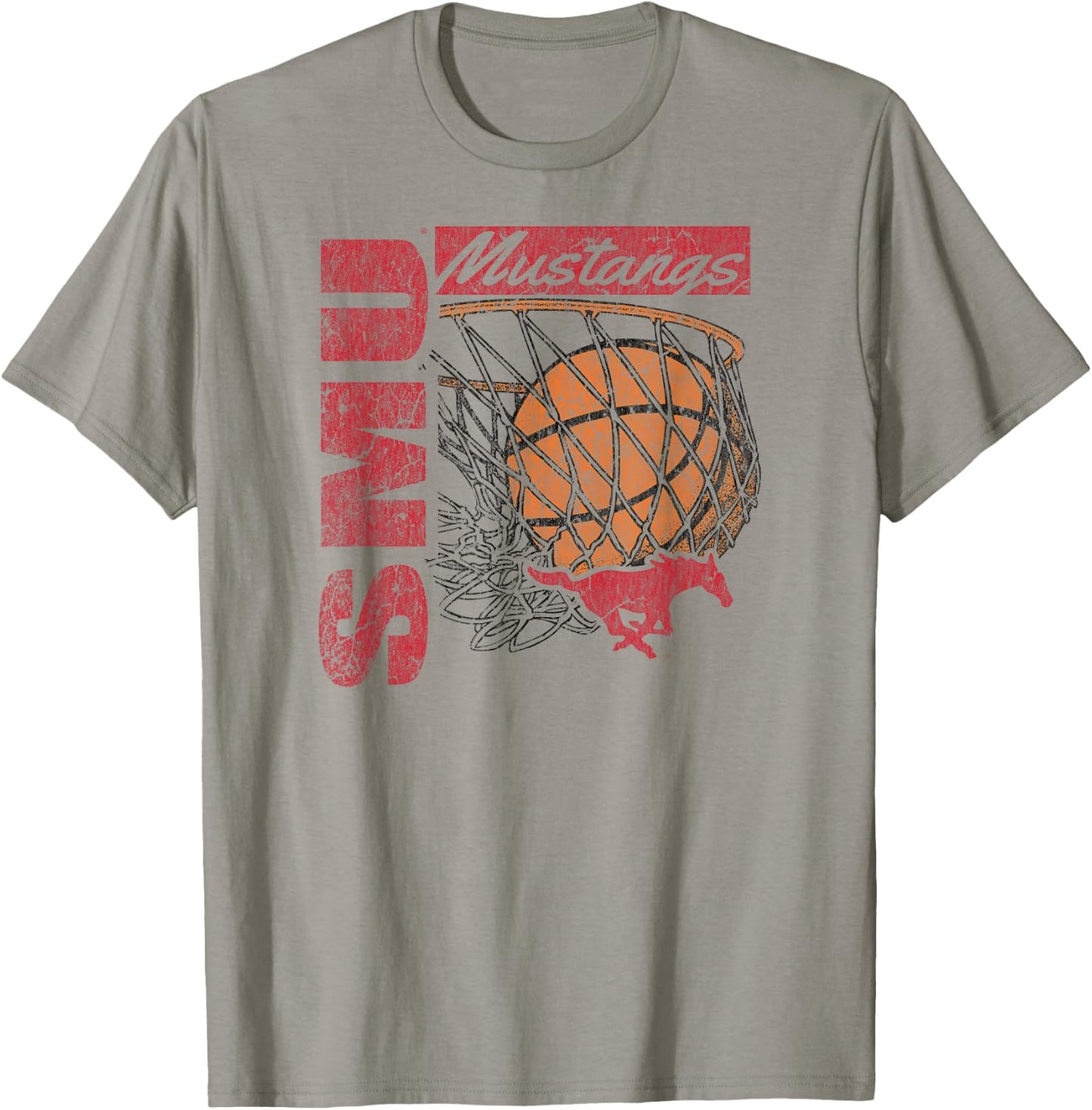 SMU Mustangs Vintage Basketball 90's White T-Shirt - T-Shirt | Sand