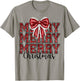 Coquette Bow Santa Claus Merry Christmas Women Xmas Pajamas T-Shirt - T-Shirt | Sand