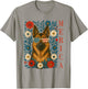Floral Merica German Shepherd Sunglasses Patriotic USA Flag T-Shirt - T-Shirt | Sand