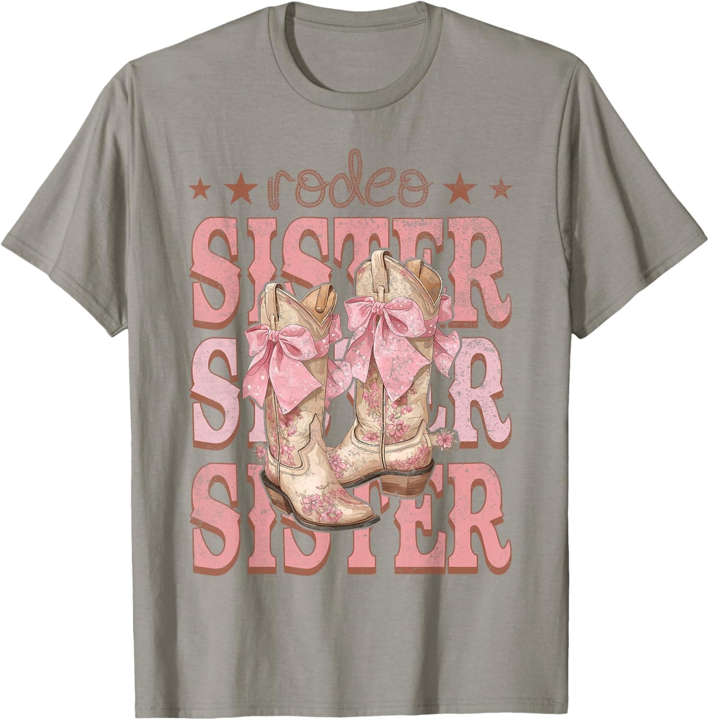Rodeo Sister Pink Boots Coquette Cow-Girl Birthday Party T-Shirt - T-Shirt | Sand