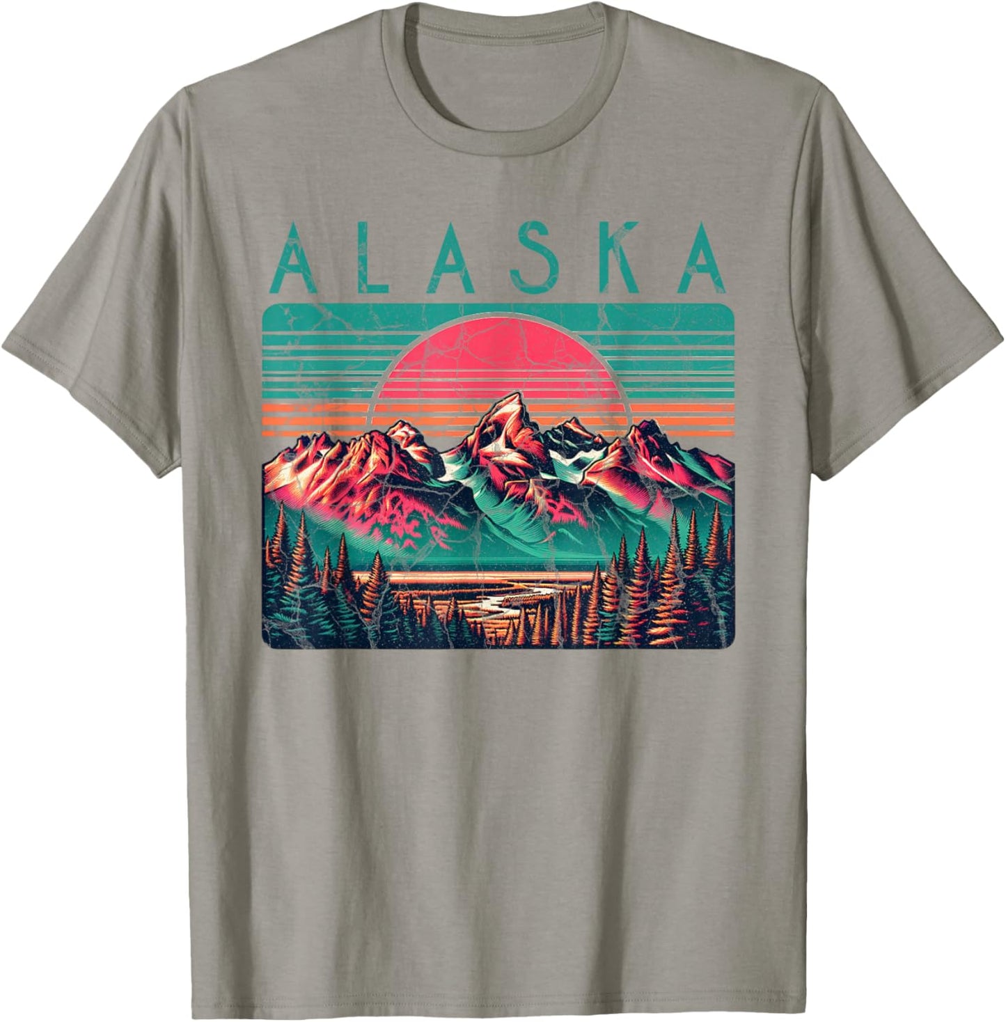 Alaska USA Outdoor Vintage -Adults, Kids Blue Retro Alaska T-Shirt - T-Shirt | Sand