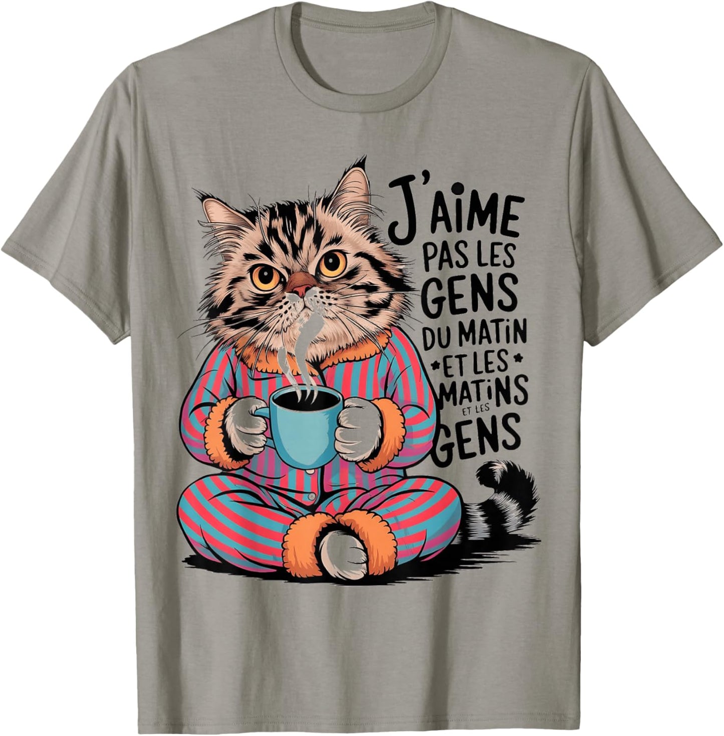 I Love Not People Cat Humor Funny Gift Coffee Morning , white, S T-Shirt - T-Shirt | Sand