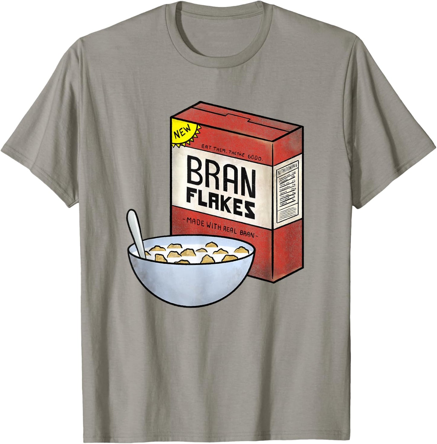 New Bran Flakes - Retro Breakfast Cereal Graphic Shirt T-Shirt - T-Shirt | Sand
