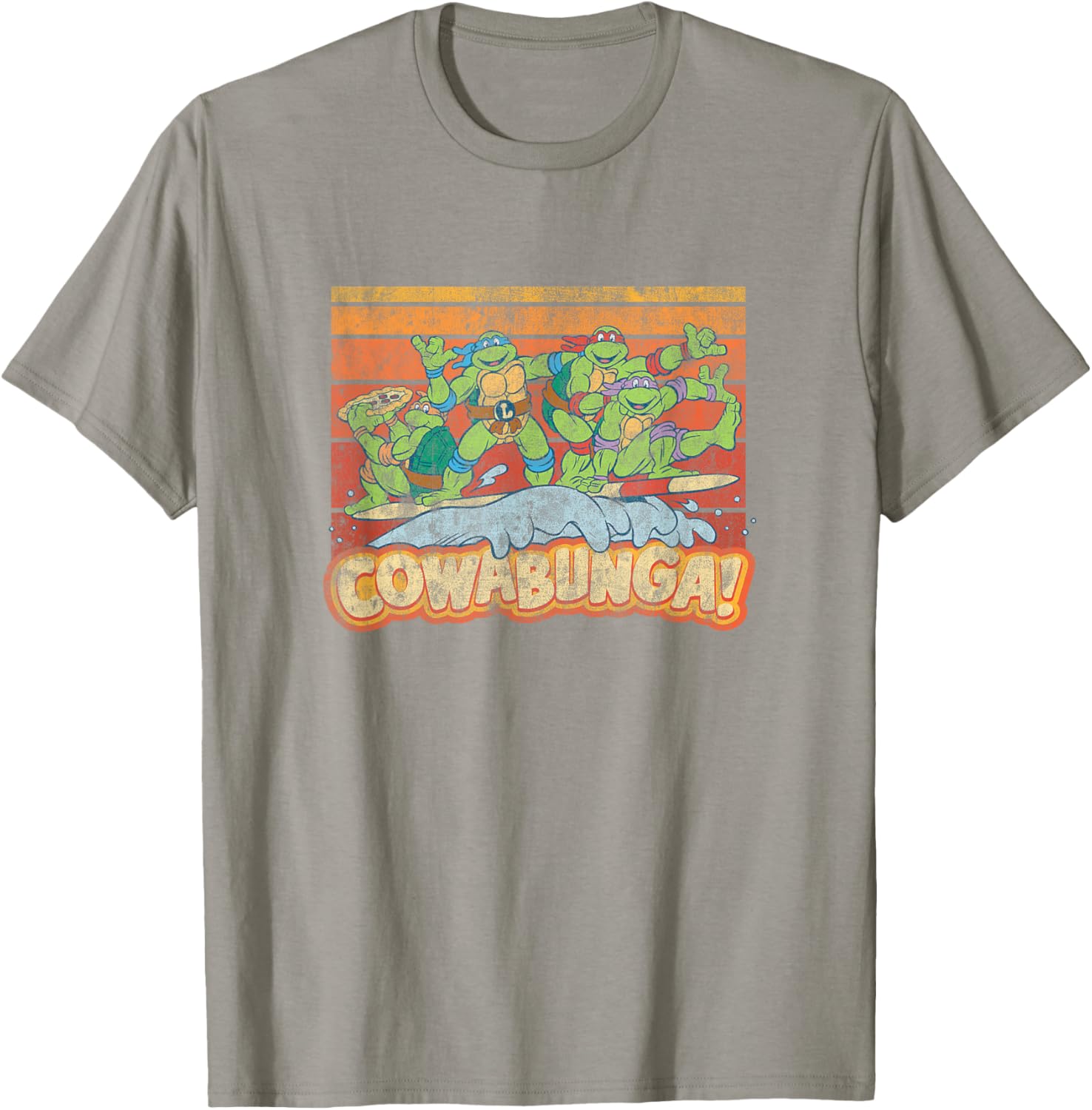 Teenage Mutant Ninja Turtles Cowabunga! Surfing Distressed T-Shirt - T-Shirt | Sand