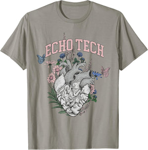 Floral rdcs anatomical heart echo tech cardiac team t ultras T-Shirt - T-Shirt | Sand