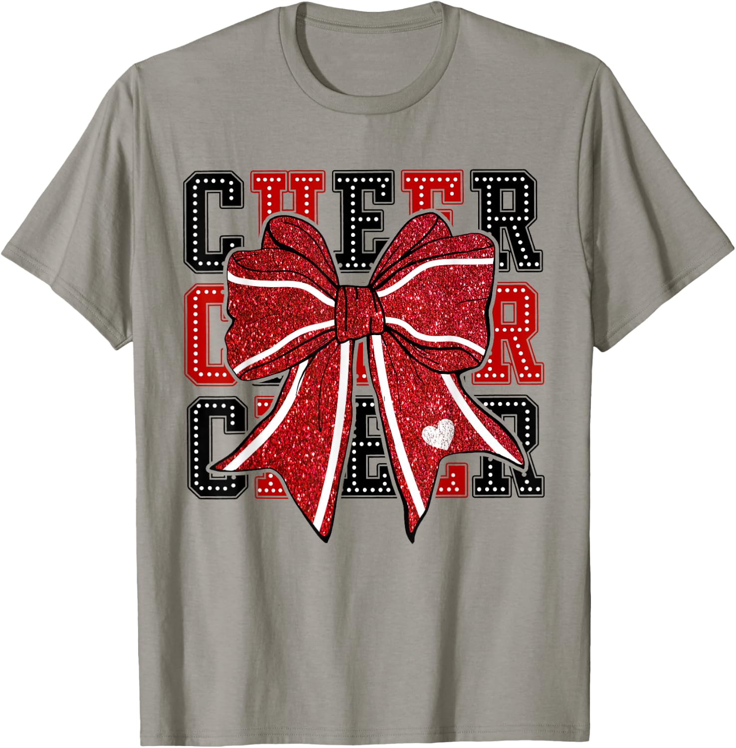 Cheerleading Coquette Black and Red Cheer Mom Football Team T-Shirt - T-Shirt | Sand