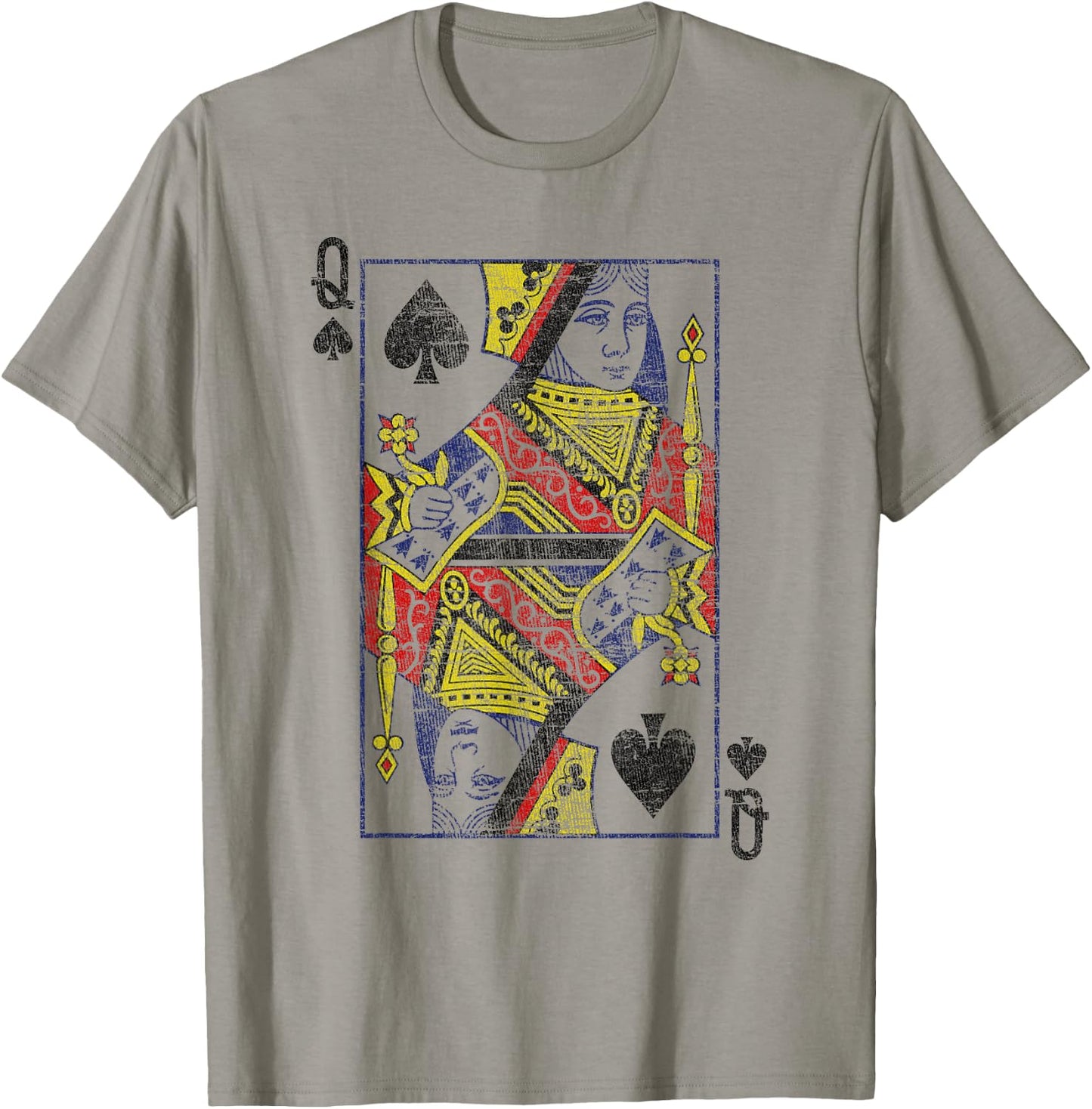 Lady of Spades Playing Cards Costume Poker Distressed T-Shirt - T-Shirt | Sand