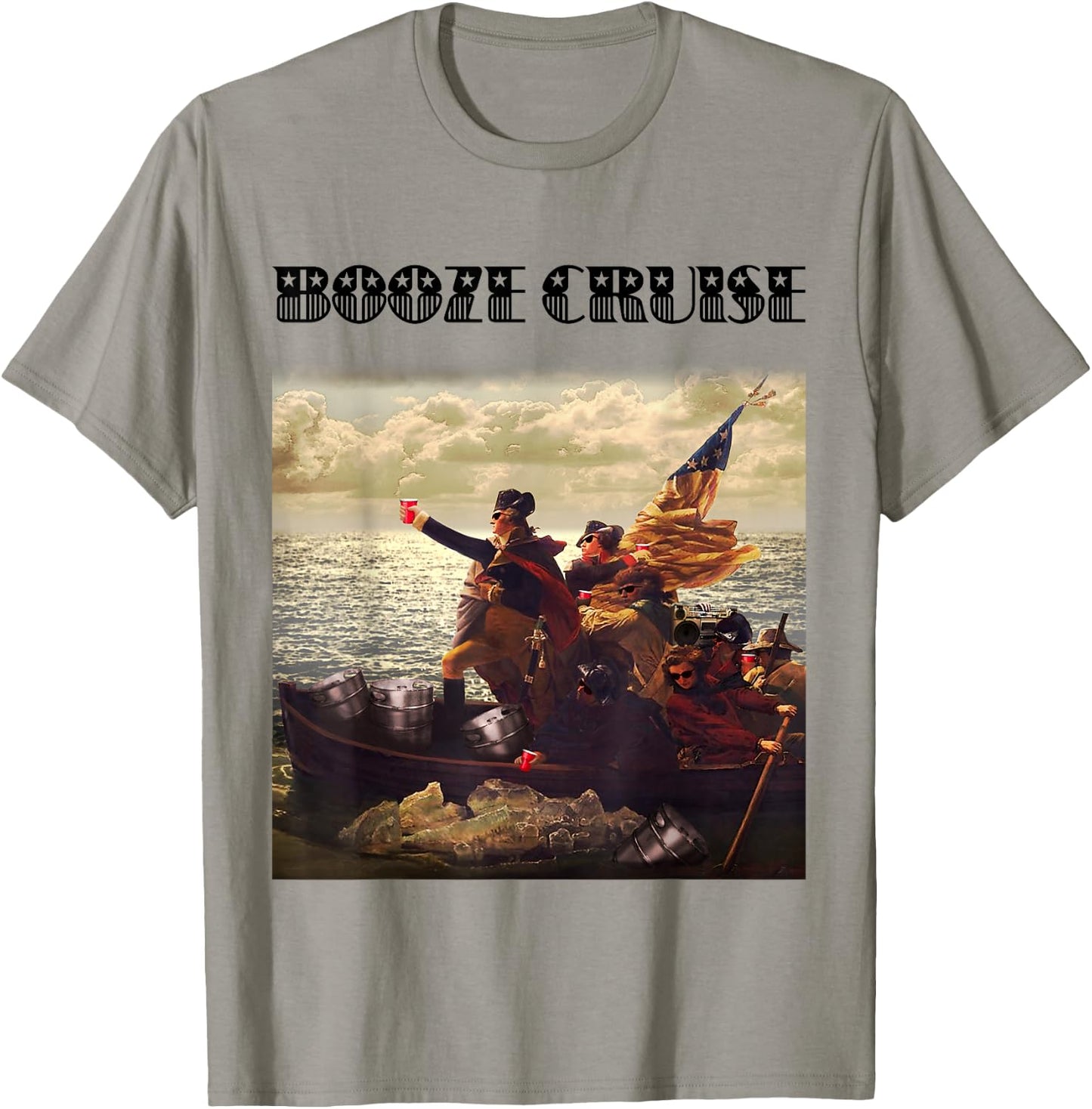 Political Party Booze Cruise Shades & Red Cups Funny T-Shirt - T-Shirt | Sand